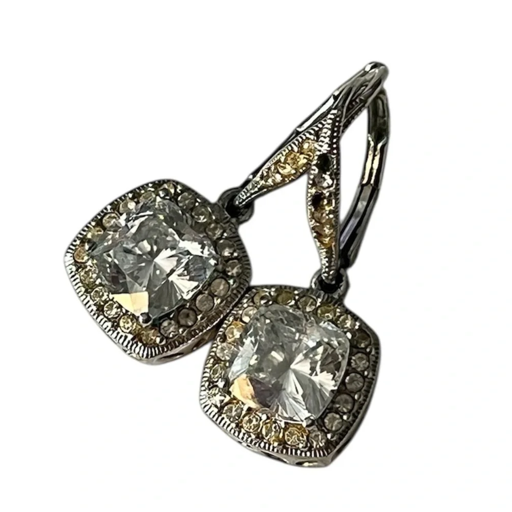 Elegant Silver Crystal Drop Earrings